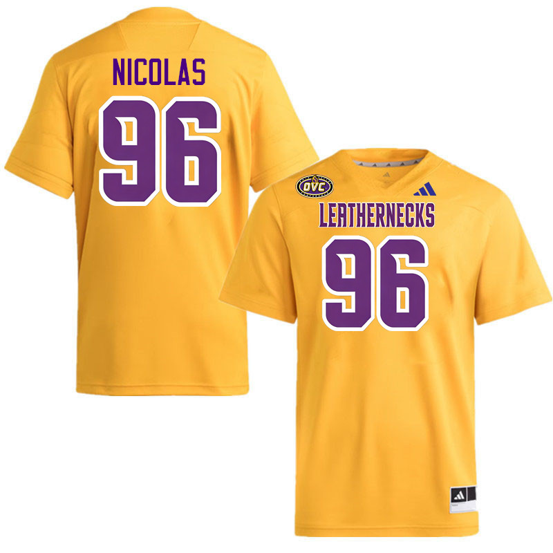 Western Illinois Leathernecks #96 Jalen Nicolas College Football Jerseys,Uniforms-Gold